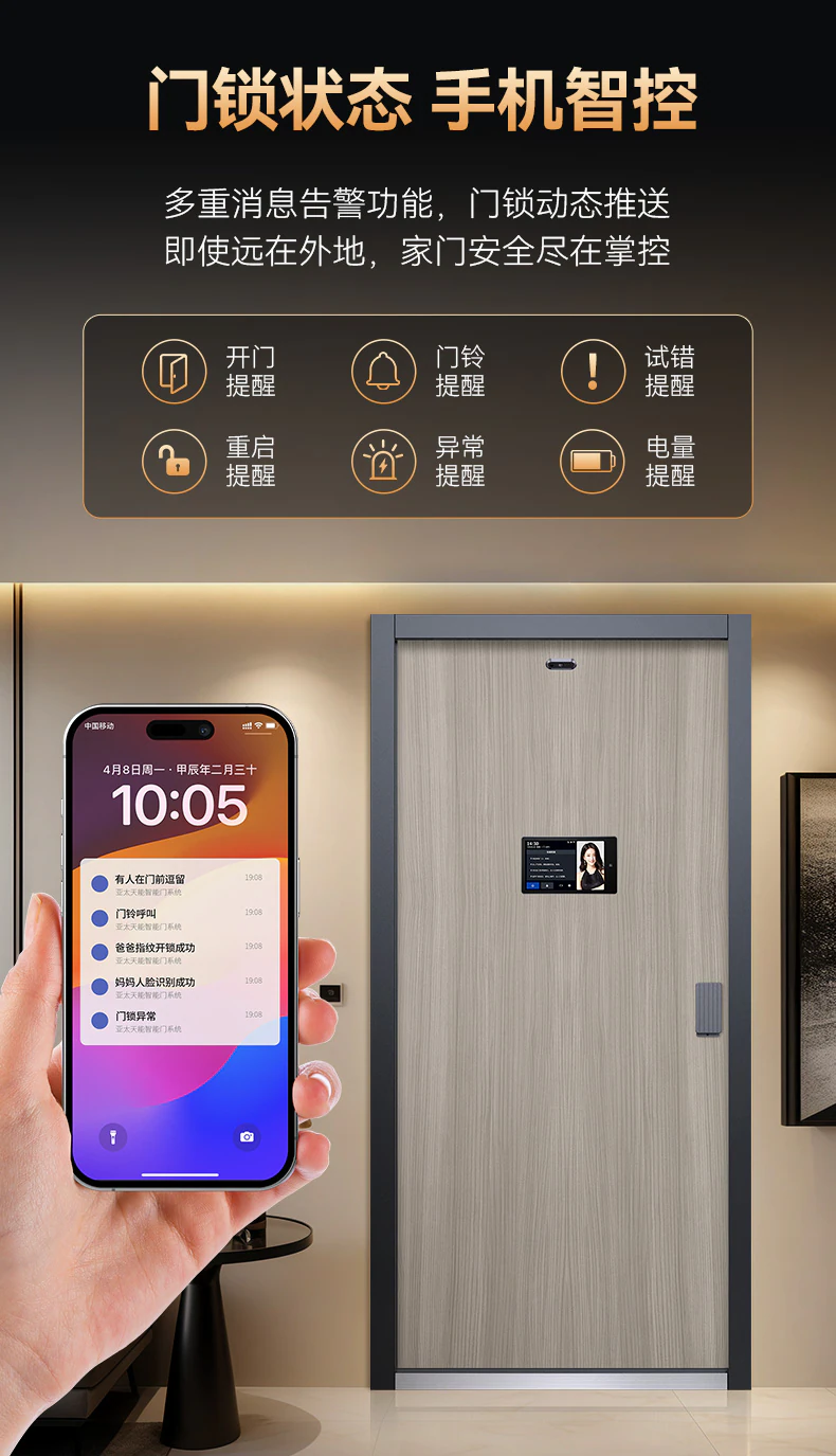 紫珺保智能门M8max旗舰版︱Ai三摄 内外可视