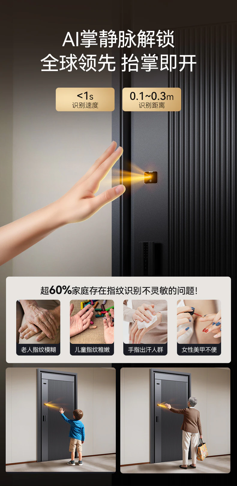紫珺保智能门M8plus升级版︱精雕铸铝 Ai三摄监控