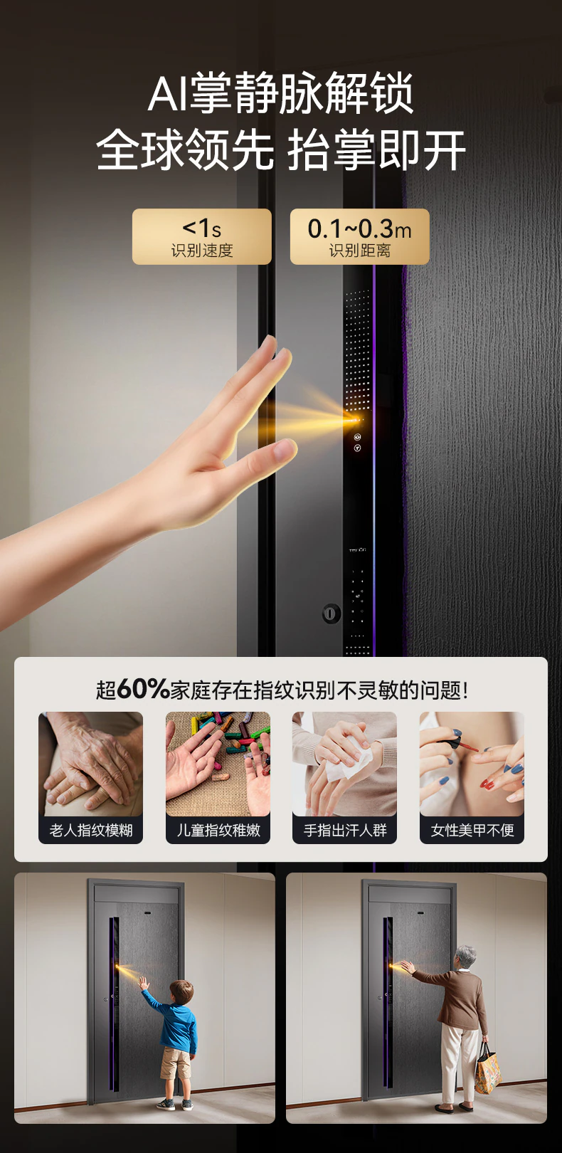 紫珺保智能门M3max︱Ai三摄 内外可视